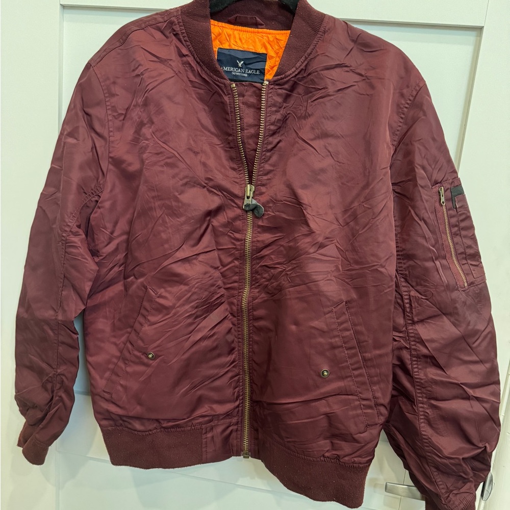 American Eagle Outfitters Maroon Bomber Jacket